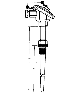 WZP-631A固定螺紋錐形套管防水式熱電阻安裝圖片