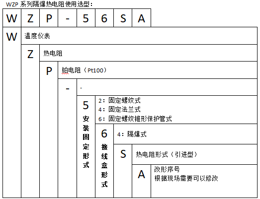 WZPK-24防爆鎧裝熱電阻(固定螺紋帶隔爆接線盒)使用選型