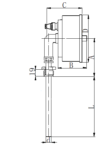 WSSX-411可動外螺紋徑向電接點(diǎn)雙金屬溫度計安裝圖片