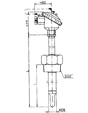 WZP-2328固定螺紋套管式熱電阻安裝圖片