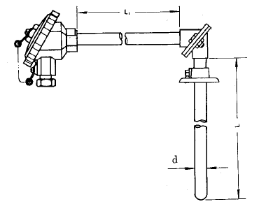 WRNN-530活動(dòng)法蘭涂層耐磨直角熱電偶安裝圖片