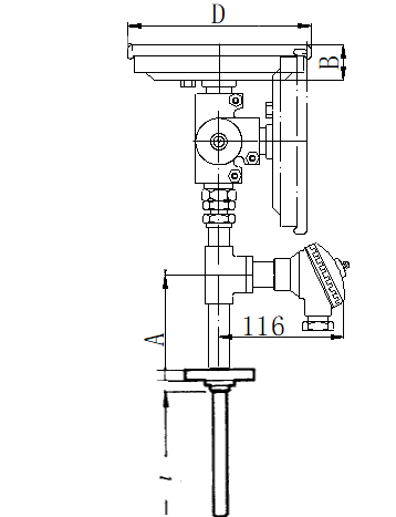 WSSP-584固定法蘭萬(wàn)向一體化雙金屬溫度計(jì)安裝圖片