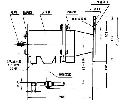 WFH-64紅外輻射溫度檢測器安裝圖片