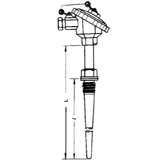 WRN2-631固定螺紋錐形保護(hù)管熱電偶安裝圖片