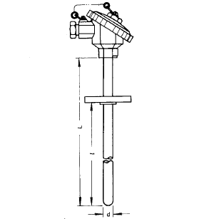 WRE-430-F固定法蘭燒結(jié)四氟耐腐熱電偶安裝圖片