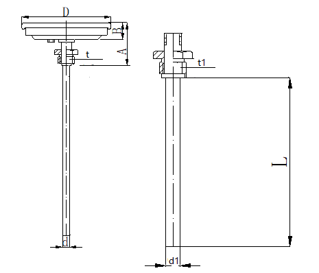 WSS-351可動外螺紋軸向抽芯式雙金屬溫度計安裝圖片