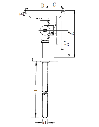 WSS-384固定法蘭萬向雙金屬溫度計(jì)安裝圖片