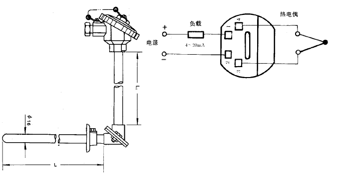 SBWR-2280/530熱電偶一體化溫度變送器安裝圖片