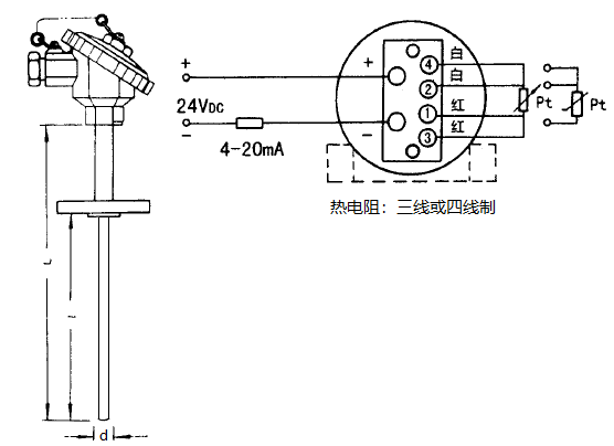 SBWZ-2480/435K熱電阻一體化溫度變送器安裝圖片