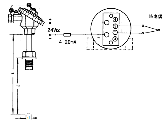 SBWR-2180/236K熱電偶一體化溫度變送器安裝圖片