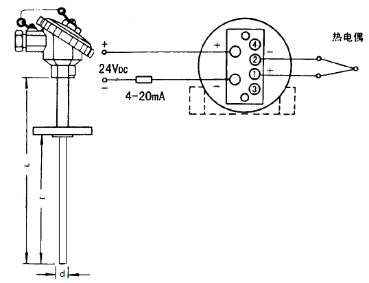 SBWR-2180/435K熱電偶一體化溫度變送器安裝圖片