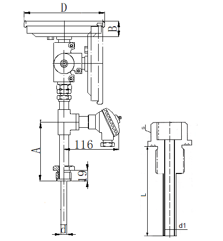 WSSP-471螺紋抽芯式萬(wàn)向一體化雙金屬溫度計(jì)安裝圖片