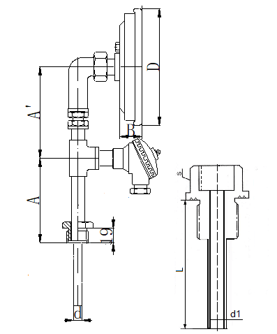 WSSP-461螺紋抽芯式徑向一體化雙金屬溫度計(jì)安裝圖片