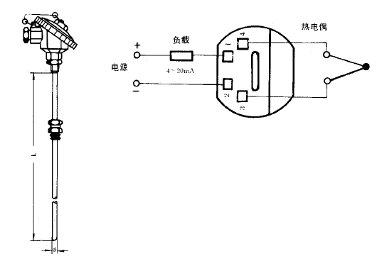 SBWR-2280/336K熱電偶一體化溫度變送器安裝圖片